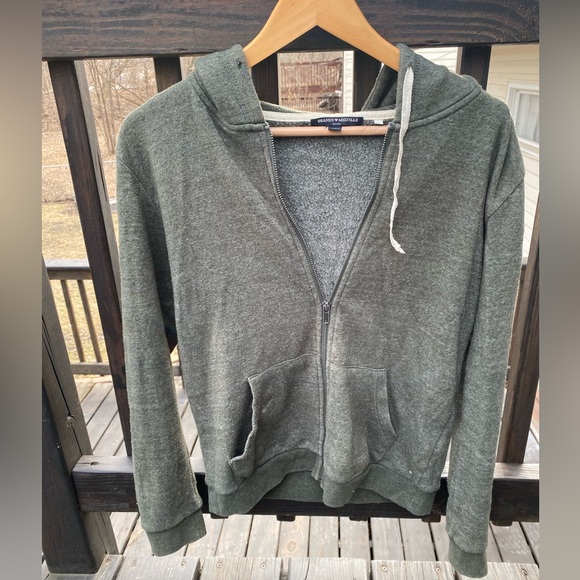 Brandy Melville Tops - Brandy Melville Green Zip Up Sweatshirt